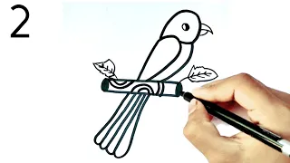 2 से तोता का चित्र आसानी से बनाना सीखे। || How to draw Parrot picture drawing from number 2 steps.