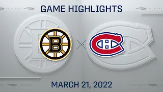 NHL Highlights | Bruins vs. Canadiens - Mar. 21, 2022