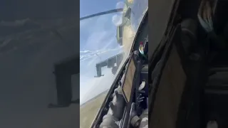 Ukraine war, Ukrainian MI-24 firing rockets towards Russian positions, unkown location and date