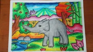 Cara Mewarnai Gambar dengan Crayon : Gajah | How to Color with Oil Pastels