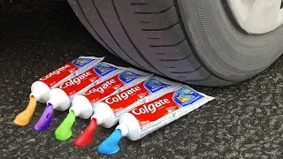 Crushing Crunchy & Soft Things by Car! - EXPERIMENT : TOOTHPASTE VS CAR