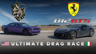 Dodge Demon 170 vs. Ferrari 812 GTS // V8 vs. V12 // American Muscle vs. Italian Supercar