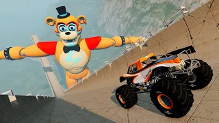 Cars vs Mega Ramp V1 with Freddy FNAF | BeamNG.Drive