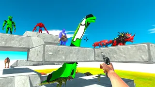 FPS AVATAR PASSING A TRAP WITH A GREEN BRACHIOSAURUS - Animal Revolt Battle Simulator ARBS