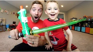 Father & Son GET NERF LIGHTSABER! So Much Fun!