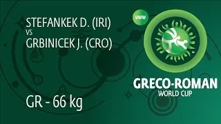 Round 2 GR - 66 kg: D. STEFANKEK (IRI) df. J. GRBINICEK (CRO) by FALL, 6-4