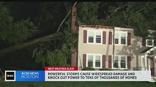 Trees fall on homes, cars as storms move through Massachusetts