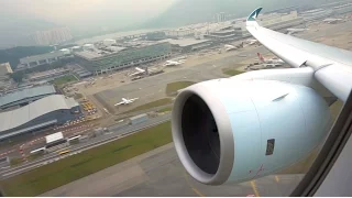 Cathay Pacific Airbus A350-900 XWB takeoff and climb through the clouds from Hong Kong!