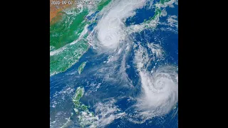 Daytime animation of Typhoon Maysak, August 30 to September 2, 10 fps enhanced