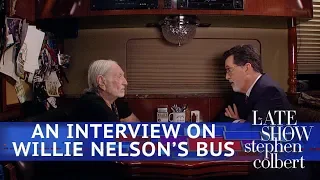 Stephen Interviews Willie Nelson On His Tour Bus