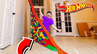 50FT HOT WHEELS RAMP OBSTACLE COURSE!