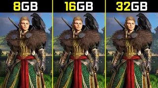 8GB RAM Vs. 16GB RAM Vs. 32GB RAM : Assassin's Creed Valhalla