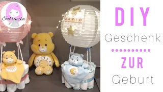 DIY gift for birth, baby gift, diaper cake, diaper trolley, diaper balloon, baby shower