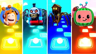 Spider House Head vs Cocomelon vs Oddbobs vs Thomas Train l Tiles Hop EDM Rush