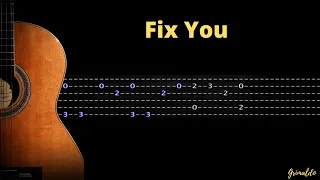 Coldplay - Fix You.Tutorial guitar Tabs  ميشيل جريمالدو