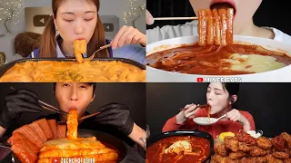 MUKBANGERS ENJOYING CHEESY Tteokbokki | ASMR COMPILATION GOODNESS