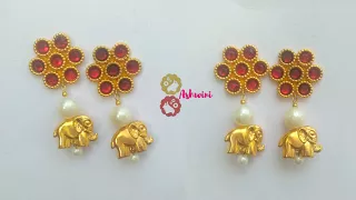 How To Make  Designer Pearl Earrings | DIY | Paper Earrings Making | Uppunutiashwini