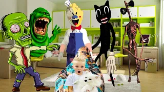 SIREN HEAD VS Ice cream maker VS ZOMBIES VS CARTOON KAT ! Egor Super Star ESP