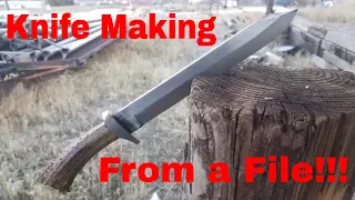 Knife Making - Making a Bowie Knife From a File With Antler Handle