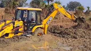 Jcb Vs Mud Video | Amazing Jcb Backhoe Driving In Pond With Skilled Backhoe Operator | Jcb Video.