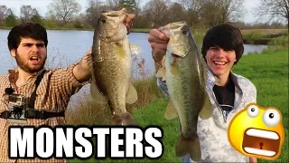 Catching HUGE BASS in Secret Pond!