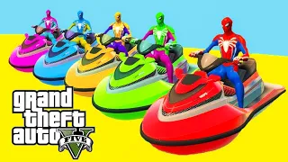 GTA V Mega Ramp On Super Cars, Bikes, Jets and Boats with Trevor and Friends Stunt Map Challenge