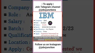 IBM Hiring Freshers | 6 LPA | Analyst #shorts #youtubeshorts #jobs #job #ibm #ibmjobs #dataanalytics