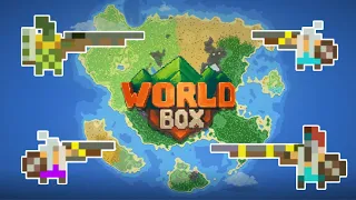 4 Kingdoms Fight But Some People Get GUNS - WorldBox Battle Royale