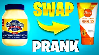 I Replaced His Sunblock with Mayonnaise.  Check out this funny prank!