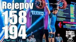 Rejepbay Rejepov (77kg Turkmenistan) 158kg Snatch 194kg Clean and Jerk - 2017 weightlifting worlds