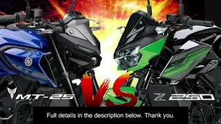 YAMAHA MT-25 vs KAWASAKI Z250 ABS 2020, comparison between 250cc with the same price range.