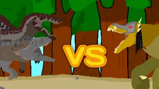 Spinosaurus,Giganotosaurus and T-rex vs Ravator(Made by me)| AUTO RPG Anything