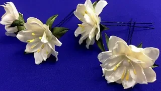Ribbon flowers for hairstyle/Flores de cintas para peinado/Шпильки с цветами из лент