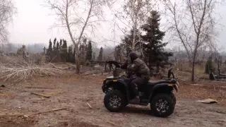 Квадроцикл ополчения ДНР ведет огонь / Donetsk airport  Combat quad bike