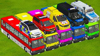 POLICE CAR, FIRE TRUCK, AMBULANCE, COLORFUL CARS FOR TRANSPORTING! -FS 22