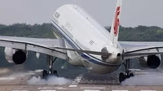 Crosswind Landings At Düsseldorf Airbus A330, Airbus A319, Boeing 737 800, Embraer . (HD) -2017