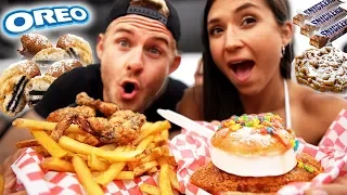 THE DEEP FRIED FAIR CHEAT DAY! (FRIED SNICKERS, FRIED OREOS, DONUT BURGER & MORE)