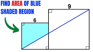 Find area of the Blue shaded region | Two squares | Important Geometry skills explained