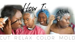 How I Cut, Relax, Rinse& Mold My Pixie!|Short Hair Transformation!