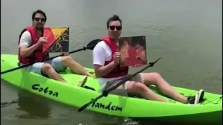 Two goats in a boat Jimmy Fallon and Lin-Manuel Miranda