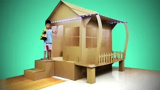 Wie man ein süßes Haus aus Pappe für Kinder macht -  DIY Spielhaus zu Hause