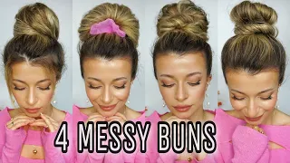 4 Messy Buns YOU CAN DO 🌸 Medium & Long Hairstyles