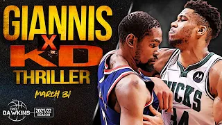 Giannis Drops 44 Pts In a CRAZY Battle With KD x The Nets | March 31, 2022 | FreeDawkins