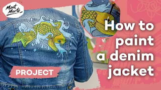 Create a koi fish denim jacket painting using fabric paint | Fabric painting