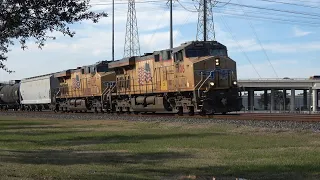 Union Pacific 7408 and 7749 (both C45ACCTE types) Freight Train in Sugar Land, TX.