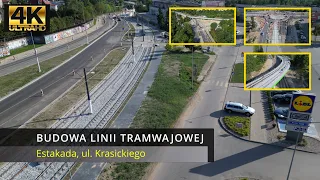 Olsztyn, Budowa Linii Tramwajowej, Estakada, ul Krasickiego - 25 sierpnia | DJI Mini 3 Pro 4K