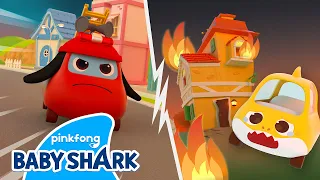 🔥FIRE ALERT! Let's Rescue Baby Shark from Fire | Baby Shark Toy Car in 3D | Baby Shark Official