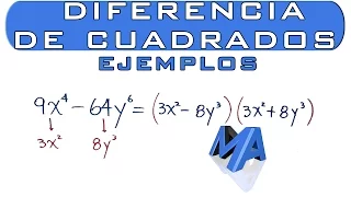 Factorización por diferencia de cuadrados | Ejemplos