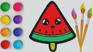 Bolalar uchun Tarvuz rasm chizish/Drawing Watermelon for children/Рисование Арбуз для детей