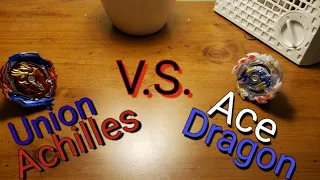 BEYBLADE BATTLE: Union Achilles A5 vs Ace Dragon D5 Beyblade Burst Rise Hypersphere